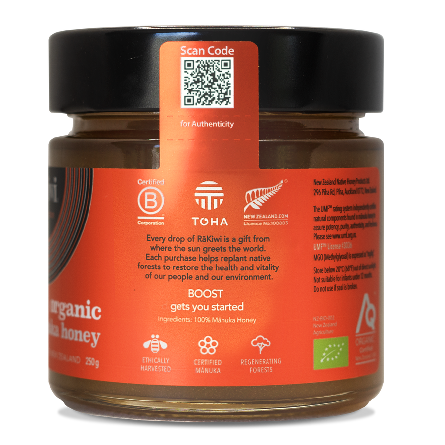 RāKiwi BOOST Organic Mānuka Honey